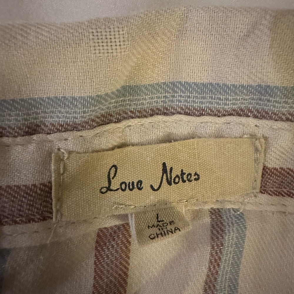 Love Notes Beige and‎ Blue Striped button Shirt - Picture 2 of 2